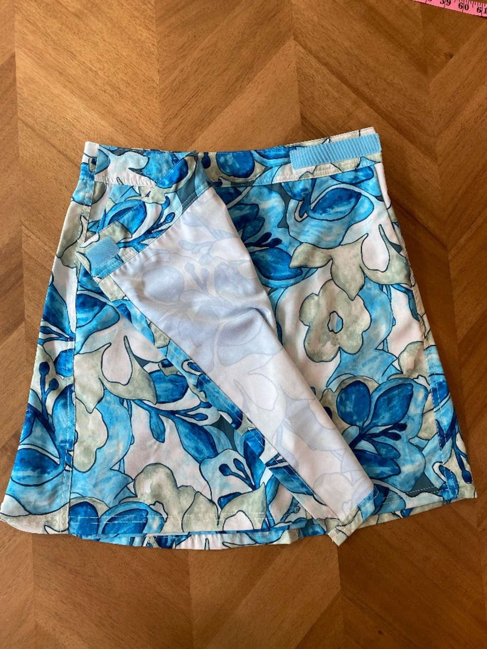 RipSkirt Hawaii Floral Wrap Skirt Sz XS Blue Green Women's Coastal Resort Beach - Picture 2 of 10